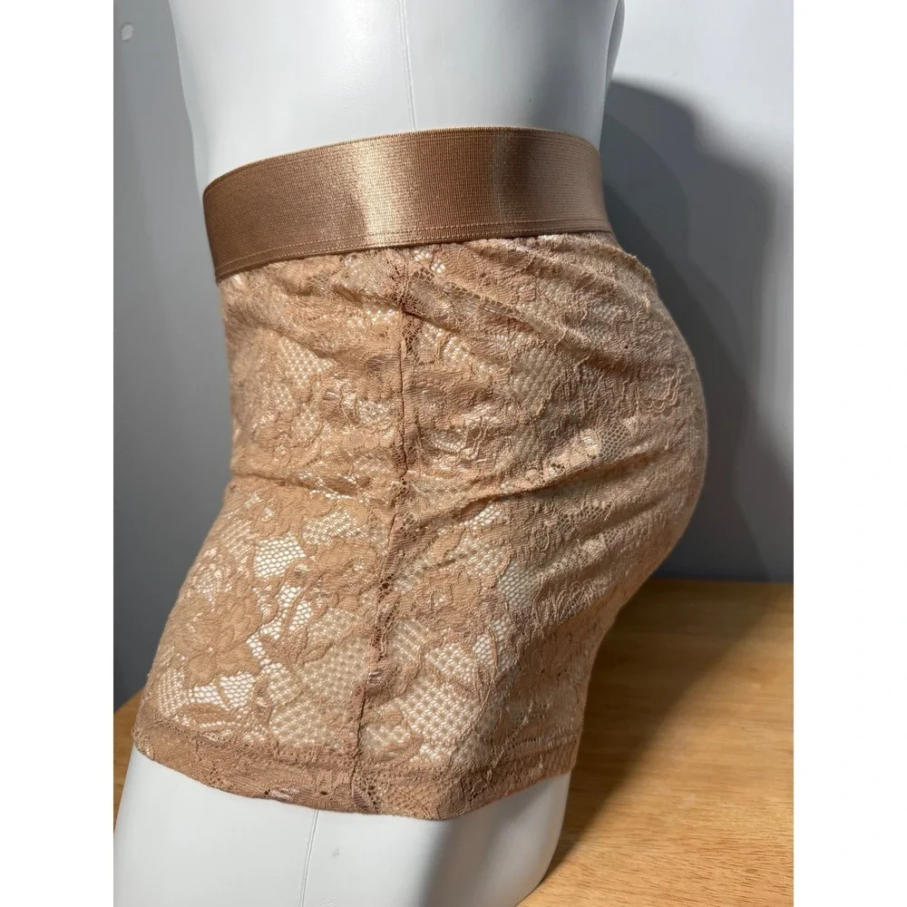 Cosabella Never Say Never Lace Trunk Shorts‎ Nude Beige Size XL